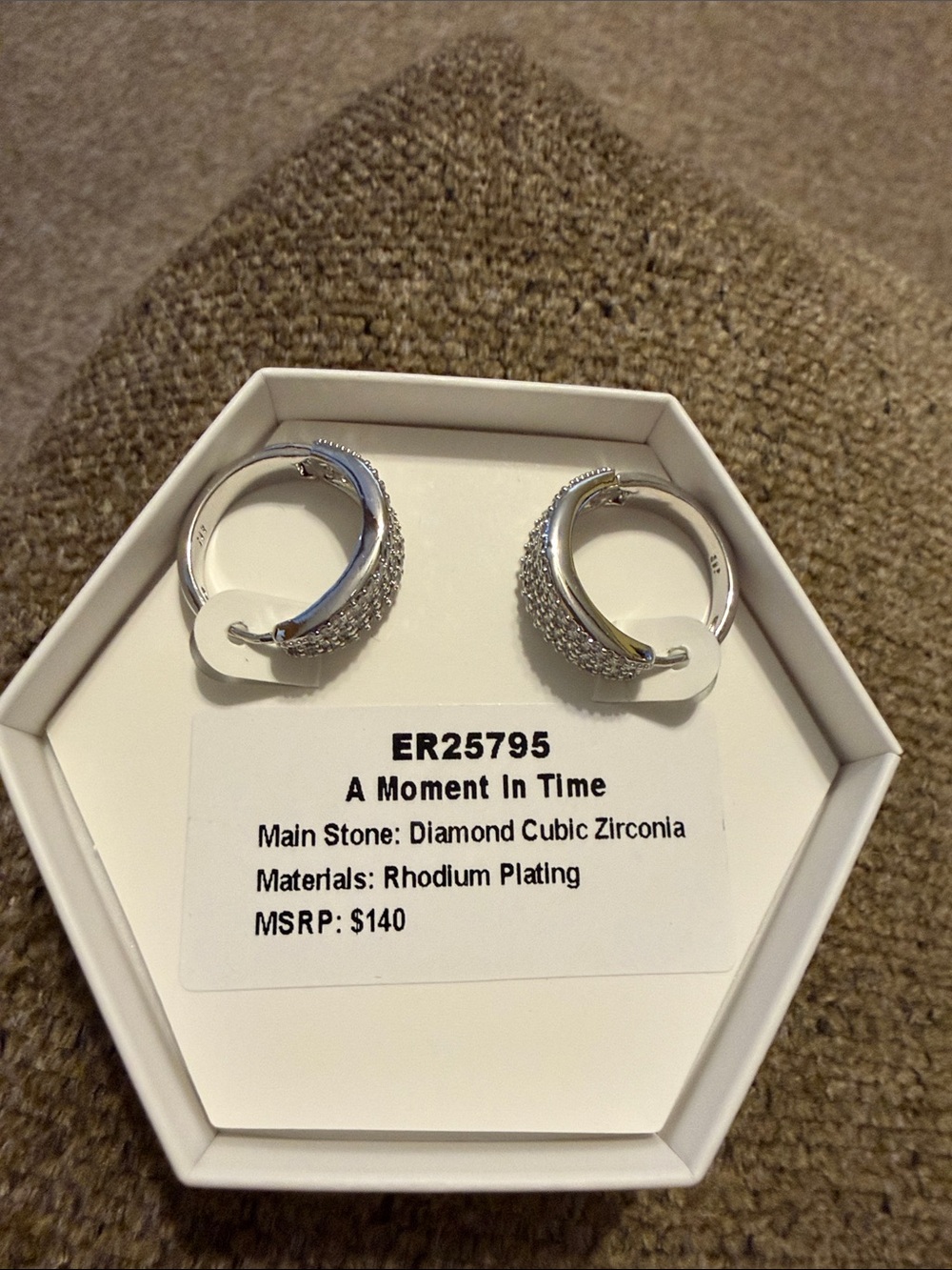 Silver Pave Hoop Earrings - White/Silver